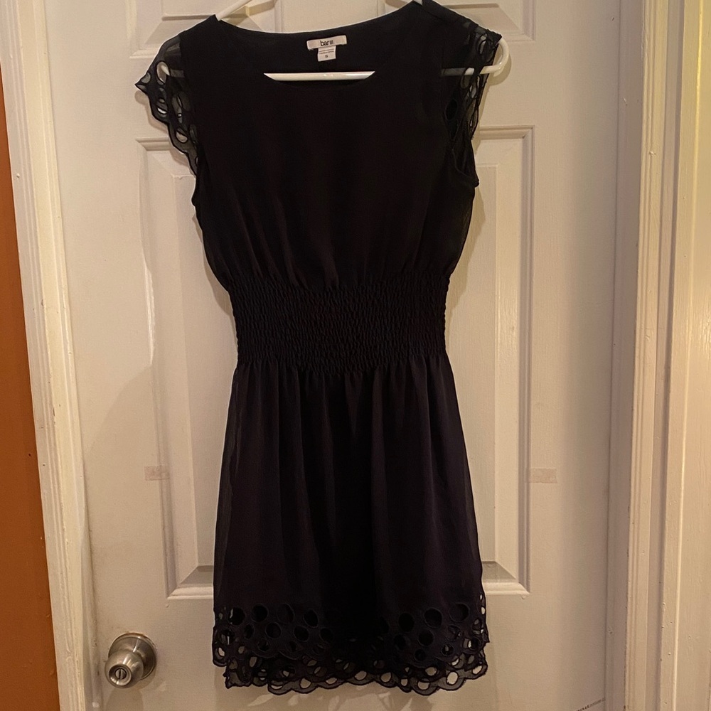 Bar III Black Mini Dress with Lace Details
